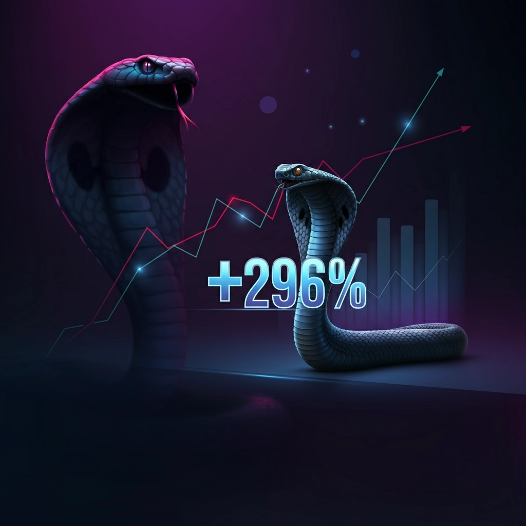 Crypto Cobra Results showing + 296% in gains since January 2025